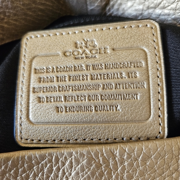 Coach Madison Phoebe Polished Gold Metallic Medium Slouchy Leather Hobo Handbag - Picture 14 of 16